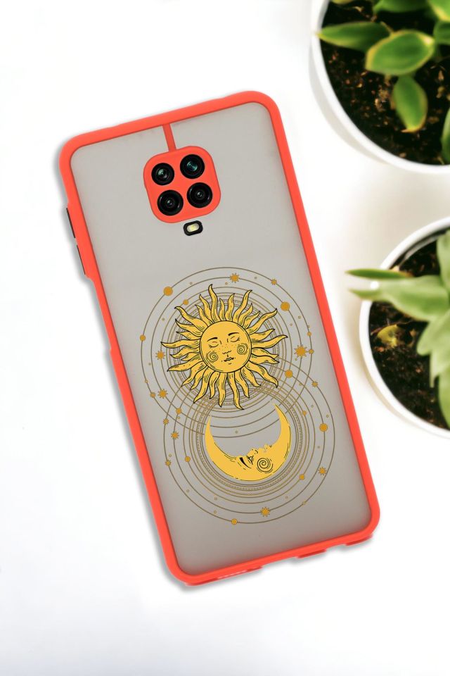 Xiaomi Redmi Note 9 Pro Uyumlu Moon and Sun Desenli Buzlu Şeffaf Lüx Telefon Kılıfı