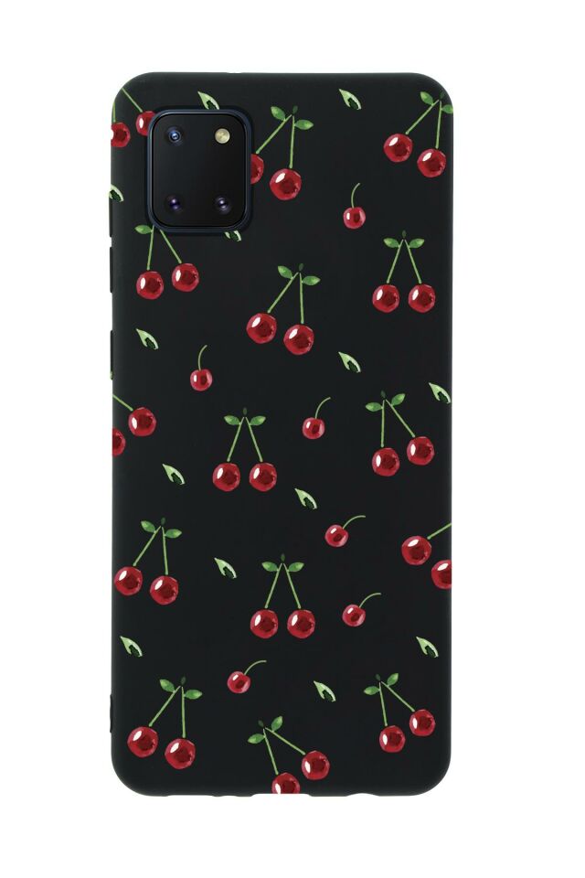 Samsung Note 10 Lite Uyumlu Kiraz Desenli Premium Silikonlu Telefon Kılıfı