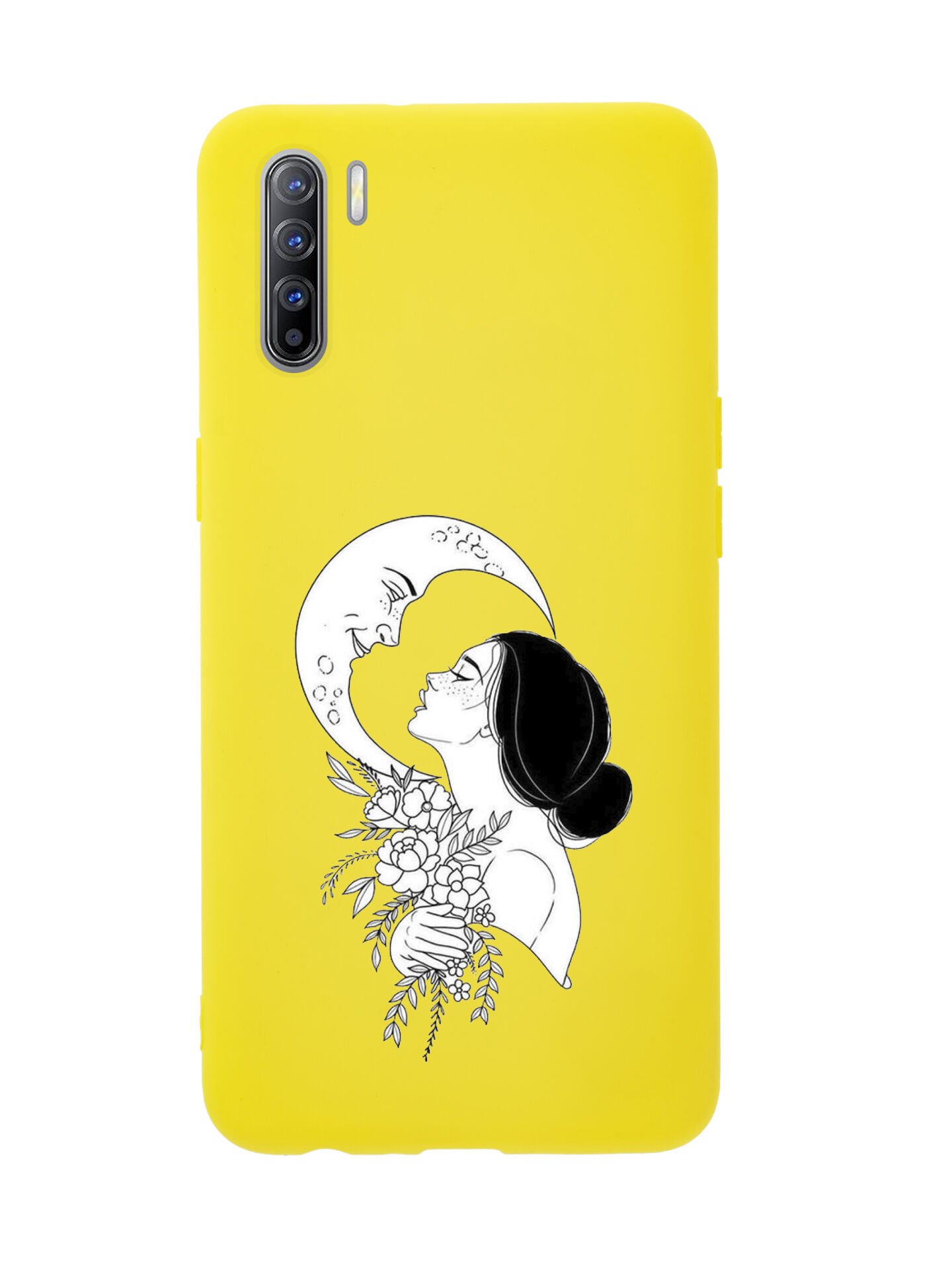 Oppo Reno 3 Moon & Woman Desenli Premium Silikonlu Telefon Kılıfı