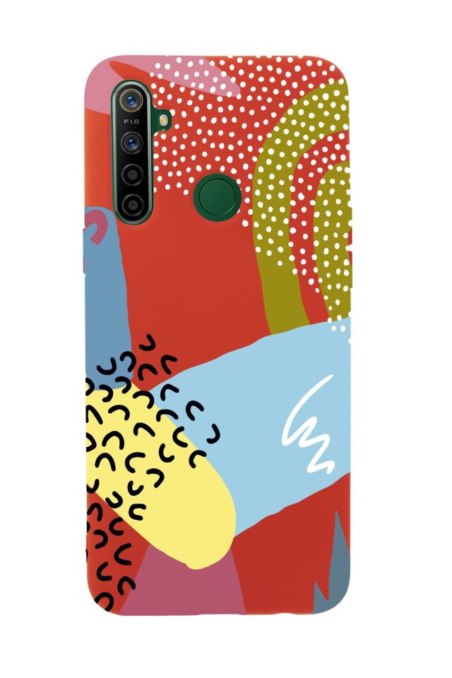 Realme 5i Colorful Patterns Premium Silikonlu Telefon Kılıfı