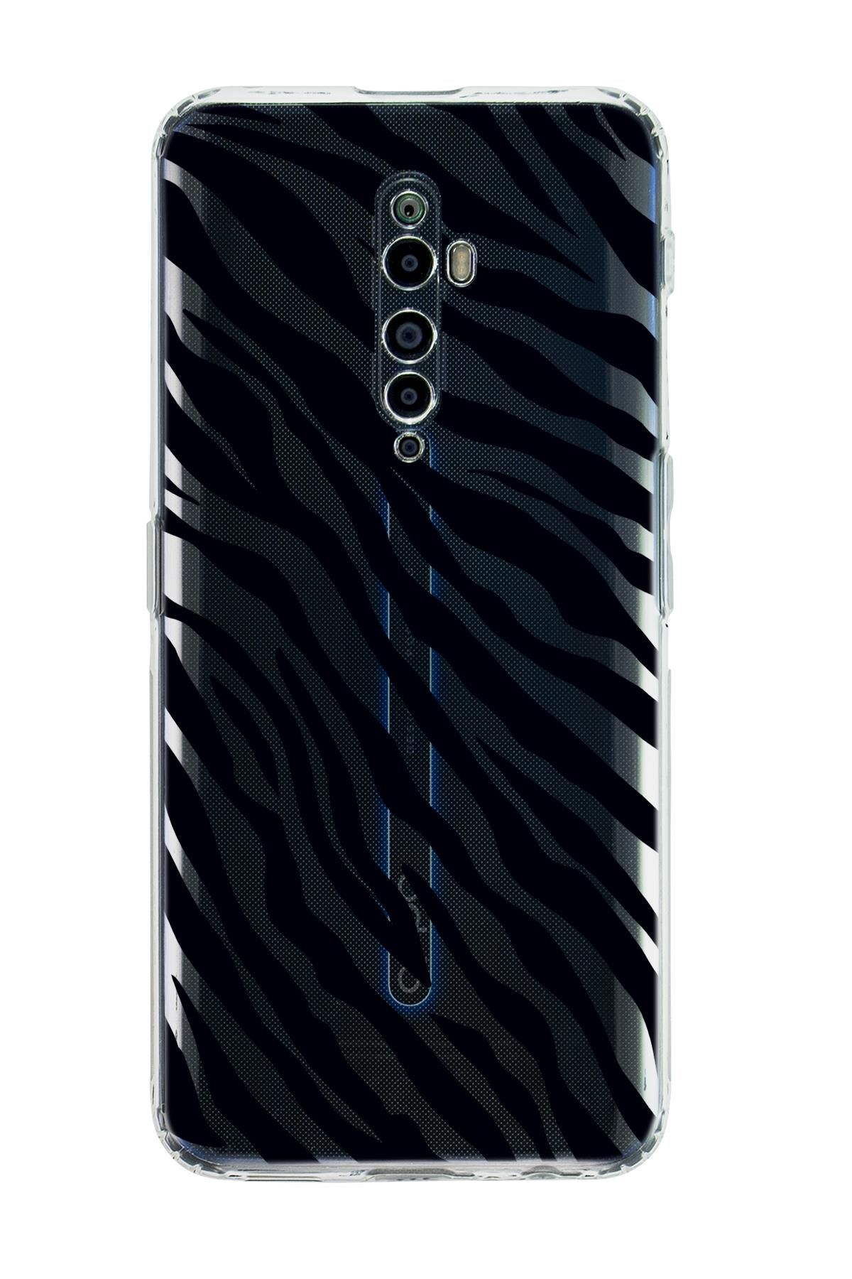 Oppo Reno 2z Zebra Pattern Premium Şeffaf Silikon Kılıf