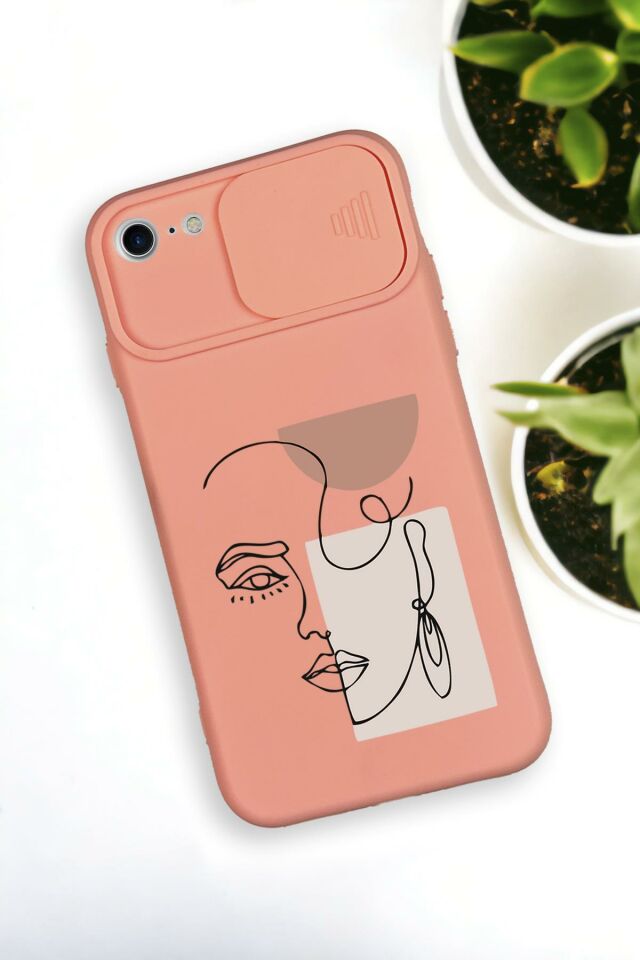 iPhone 6 Plus Uyumlu Women Art Desenli Kamera Koruma Slider Kapaklı Silikonlu Telefon Kılıfı