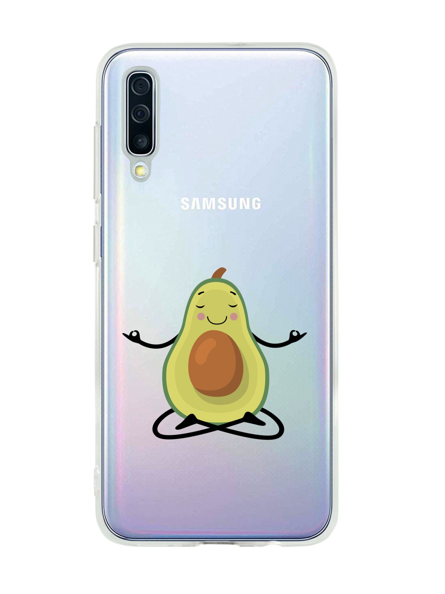 Samsung A50 Yogacı Avokado Desenli Premium Şeffaf Silikon Kılıf