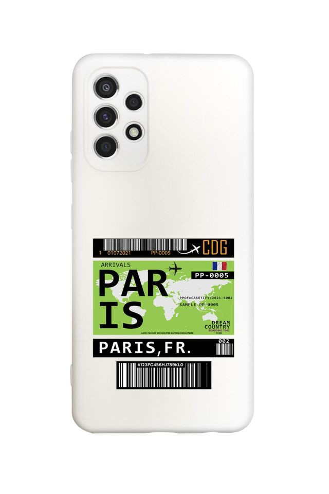 Samsung A23 Uyumlu Paris Ticket Desenli Premium Silikonlu Lansman Telefon Kılıfı