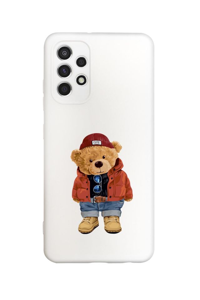 Samsung A23 Uyumlu Teddy Bear Desenli Premium Silikonlu Lansman Telefon Kılıfı