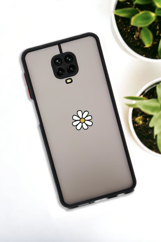 Xiaomi Redmi Note 9 Pro Uyumlu Papatya Desenli Buzlu Şeffaf Lüx Telefon Kılıfı