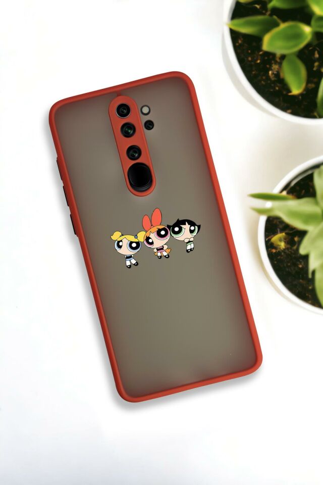 Xiaomi Redmi Note 8 Pro Uyumlu Powerpuff Girls Desenli Buzlu Şeffaf Lüx Telefon Kılıfı