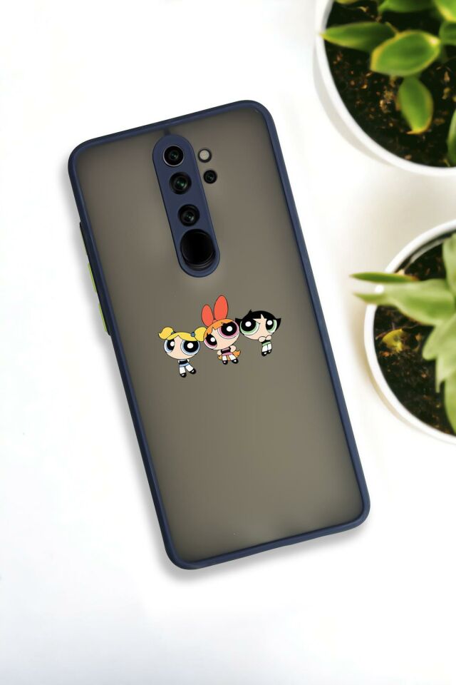 Xiaomi Redmi Note 8 Pro Uyumlu Powerpuff Girls Desenli Buzlu Şeffaf Lüx Telefon Kılıfı