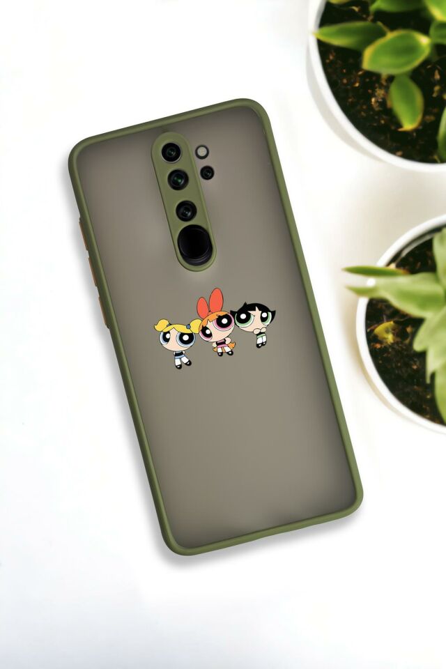 Xiaomi Redmi Note 8 Pro Uyumlu Powerpuff Girls Desenli Buzlu Şeffaf Lüx Telefon Kılıfı