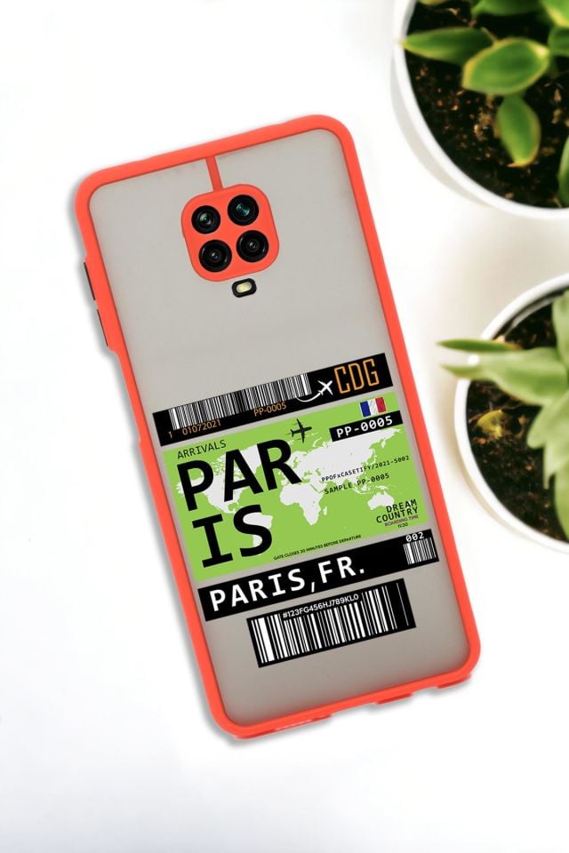 Xiaomi Redmi Note 9 Pro Uyumlu Paris Ticket Desenli Buzlu Şeffaf Lüx Telefon Kılıfı