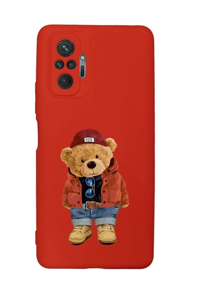 Xiaomi Redmi Note 10 Pro Max Uyumlu Teddy Bear Desenli Premium Silikonlu Lansman Telefon Kılıfı
