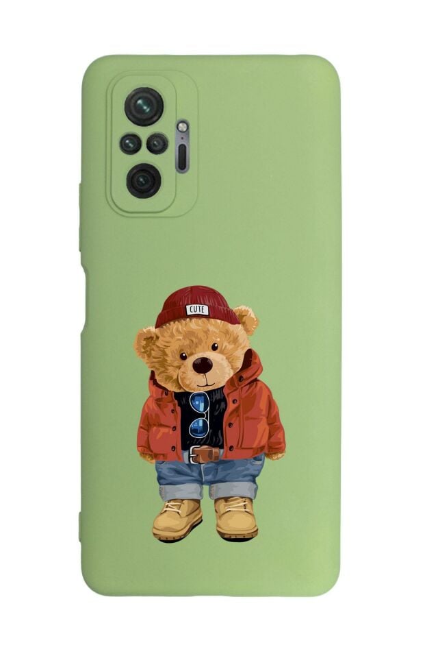 Xiaomi Redmi Note 10 Pro Max Uyumlu Teddy Bear Desenli Premium Silikonlu Lansman Telefon Kılıfı