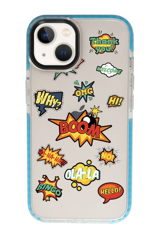 iPhone 13 Stickers Desenli Candy Bumper Silikonlu Telefon Kılıfı