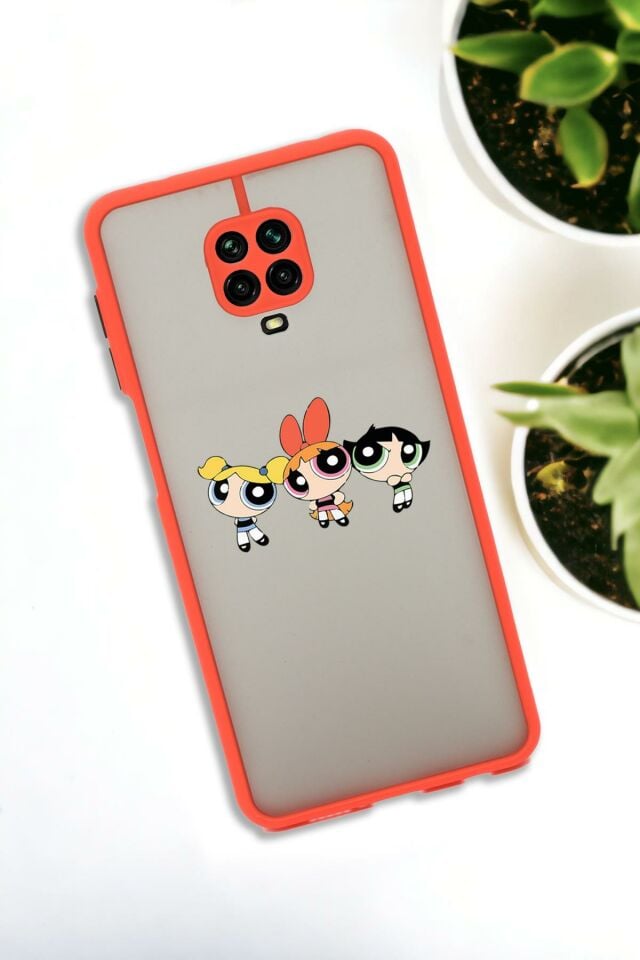 Xiaomi Redmi Note 9 Pro Uyumlu Powerpuff Girls Desenli Buzlu Şeffaf Lüx Telefon Kılıfı