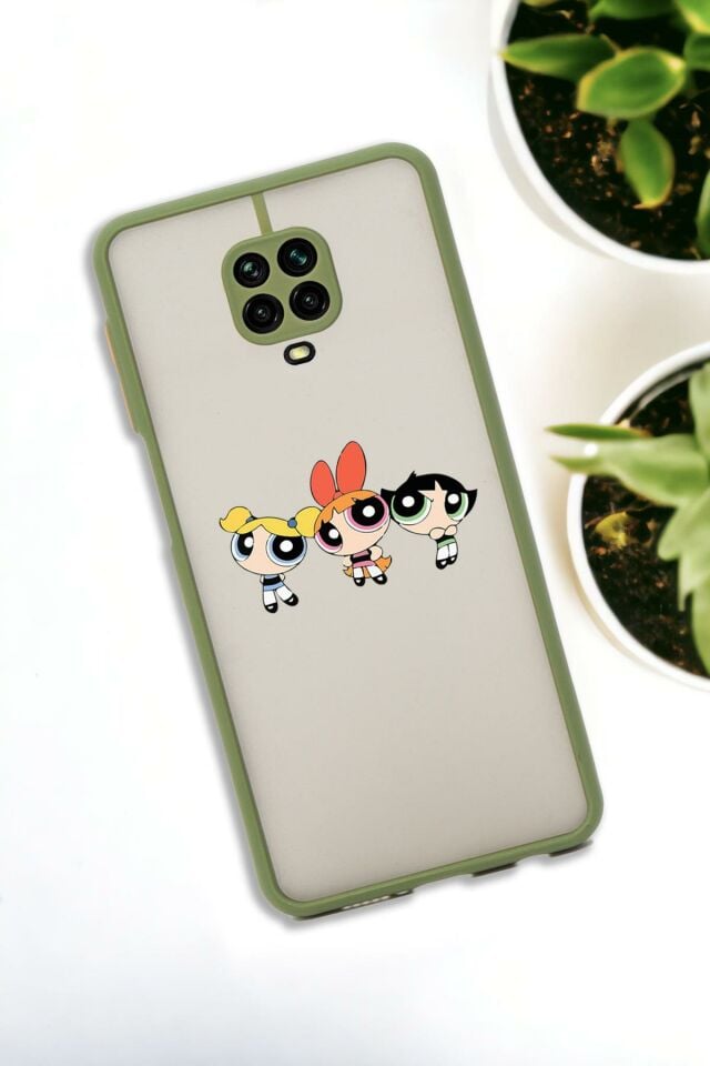 Xiaomi Redmi Note 9 Pro Uyumlu Powerpuff Girls Desenli Buzlu Şeffaf Lüx Telefon Kılıfı