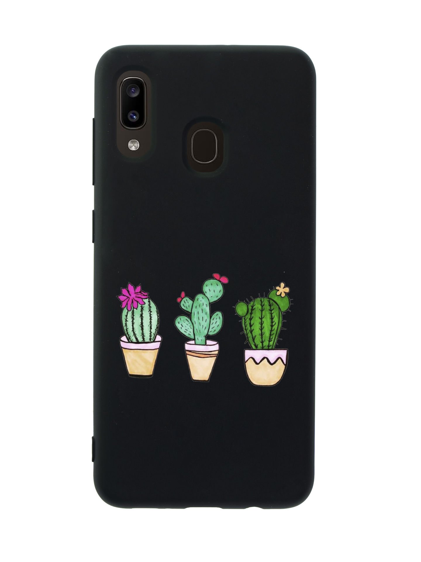 Samsung A20 Üçlü Kaktüs Desenli Premium Silikonlu Telefon Kılıfı