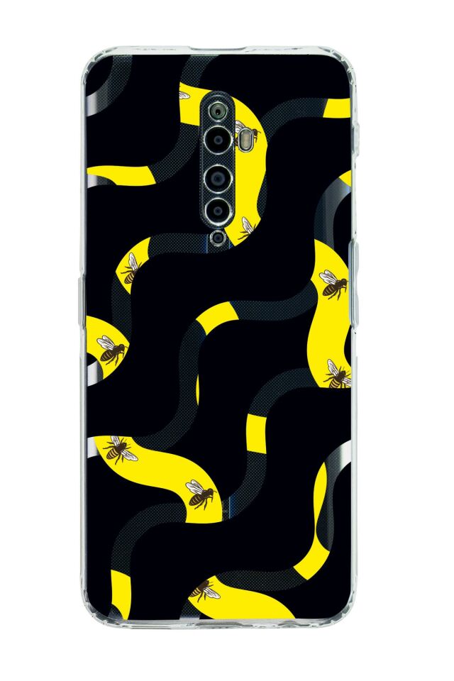 Oppo Reno 2z Wavy Bee Premium Şeffaf Silikon Kılıf