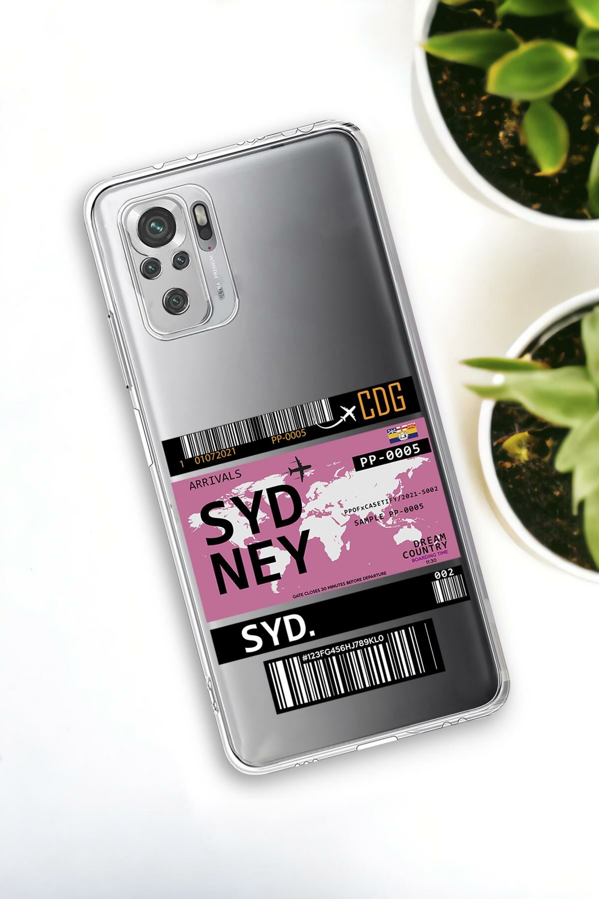 Xiaomi Redmi Note 10 Uyumlu Sydney Ticket Desenli Premium Silikonlu Şeffaf Telefon Kılıfı