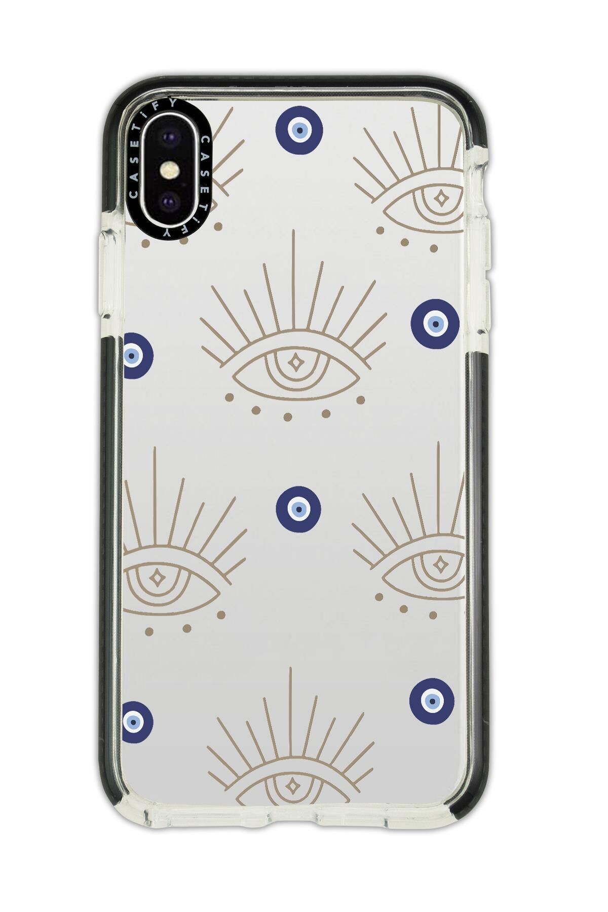 iPhone Xs Uyumlu Casetify Evil Eye Desenli Anti Shock Premium Silikonlu Siyah Kenar Detaylı Telefon Kılıfı