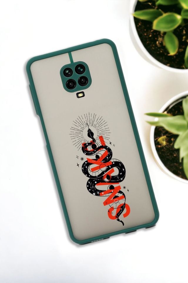 Xiaomi Redmi Note 9 Pro Uyumlu Snake Desenli Buzlu Şeffaf Lüx Telefon Kılıfı