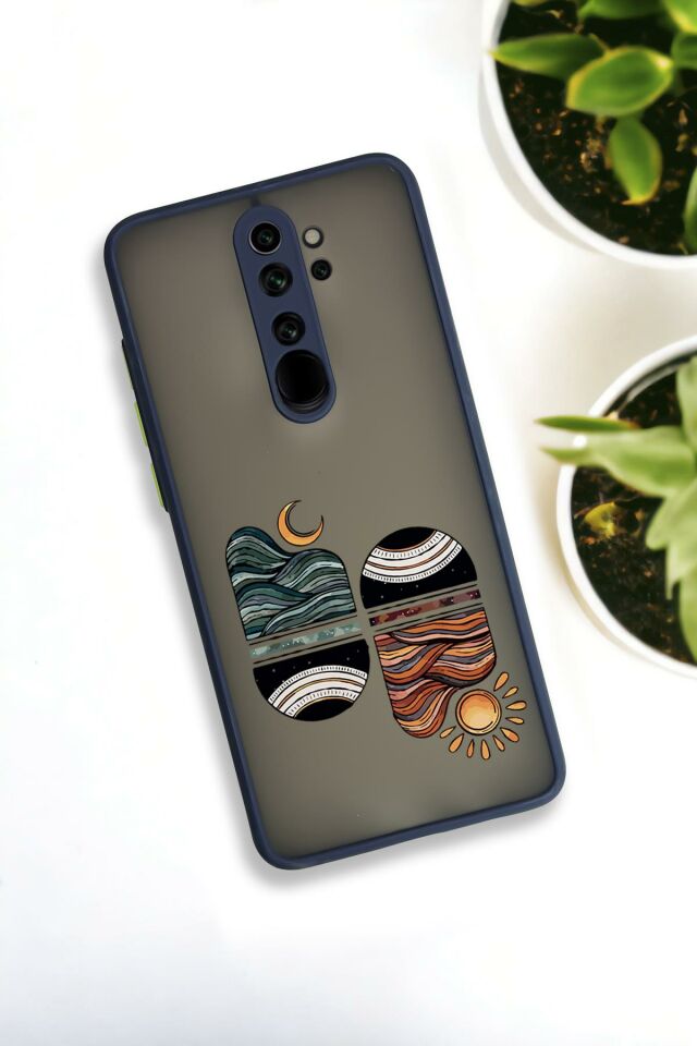 Xiaomi Redmi Note 8 Pro Uyumlu Sunset Wave Desenli Buzlu Şeffaf Lüx Telefon Kılıfı