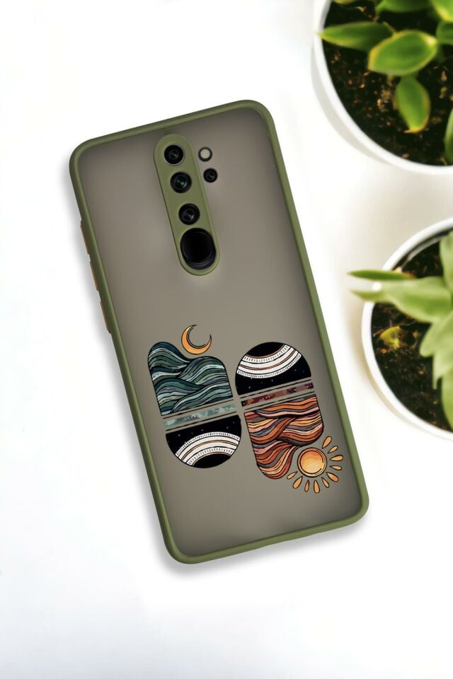 Xiaomi Redmi Note 8 Pro Uyumlu Sunset Wave Desenli Buzlu Şeffaf Lüx Telefon Kılıfı