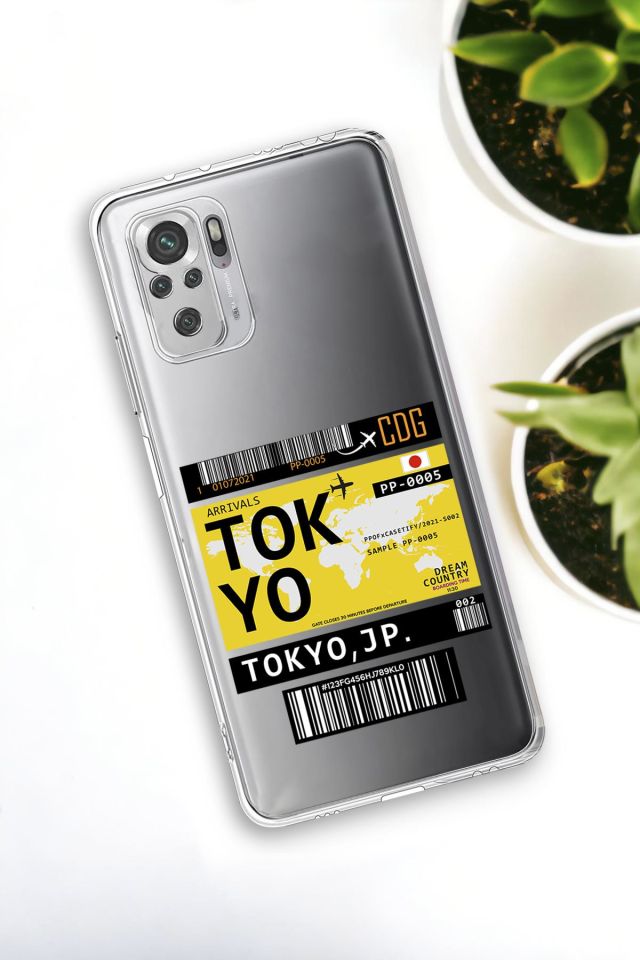 Xiaomi Redmi Note 10 Uyumlu Tokyo Ticket Desenli Premium Silikonlu Şeffaf Telefon Kılıfı