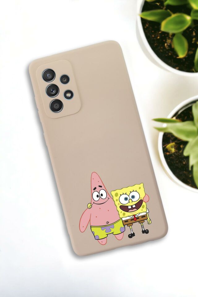 Samsung Galaxy A73 Uyumlu Sünger Bob ve Patrick Star Desenli Premium Silikonlu Lansman Telefon Kılıfı