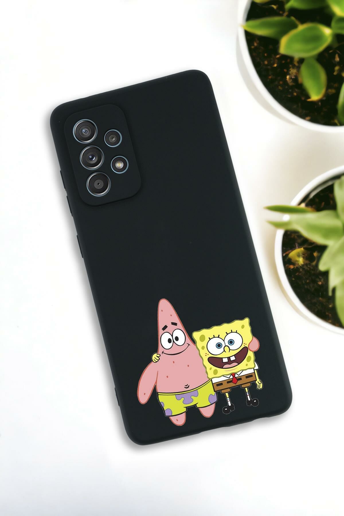 Samsung Galaxy A73 Uyumlu Sünger Bob ve Patrick Star Desenli Premium Silikonlu Lansman Telefon Kılıfı