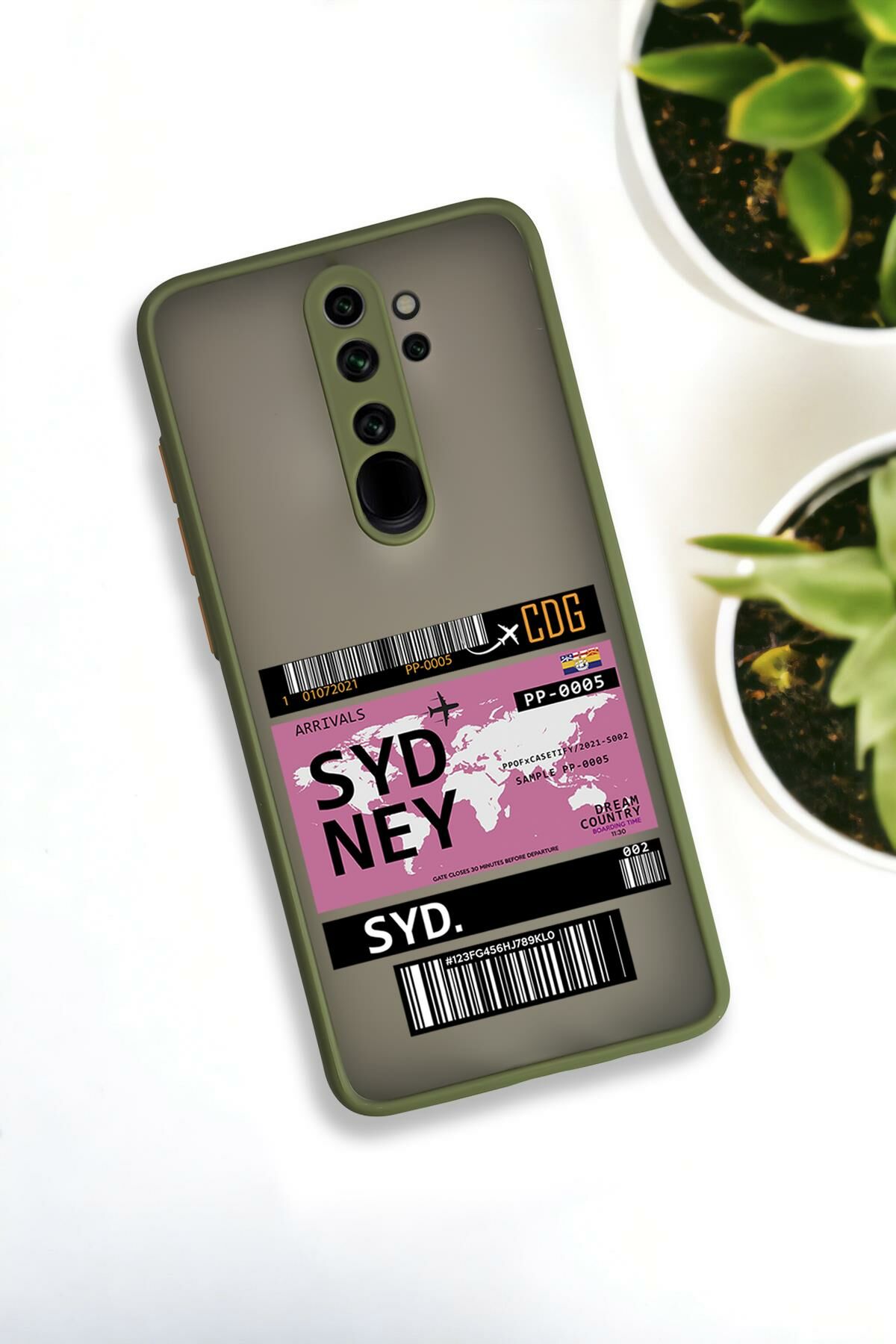 Xiaomi Redmi Note 8 Pro Uyumlu Sydney Ticket Desenli Buzlu Şeffaf Lüx Telefon Kılıfı
