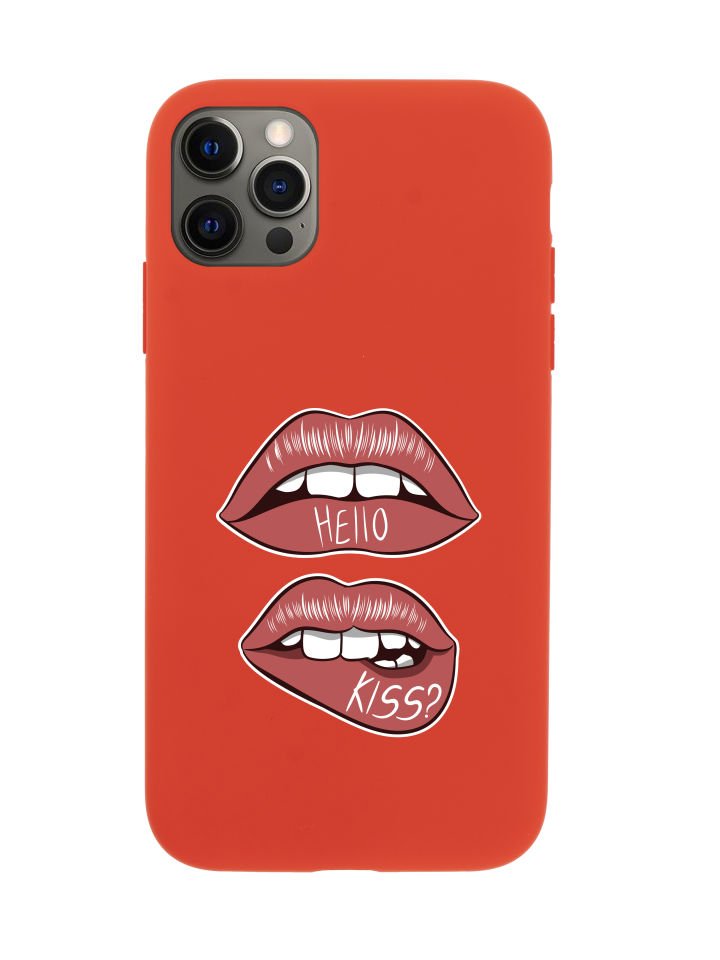 iPhone 12 Pro Max Hello Kiss Premium Lansman Silikonlu Kılıf