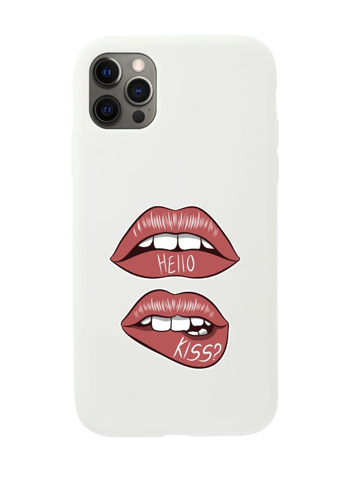 iPhone 12 Pro Max Hello Kiss Premium Lansman Silikonlu Kılıf