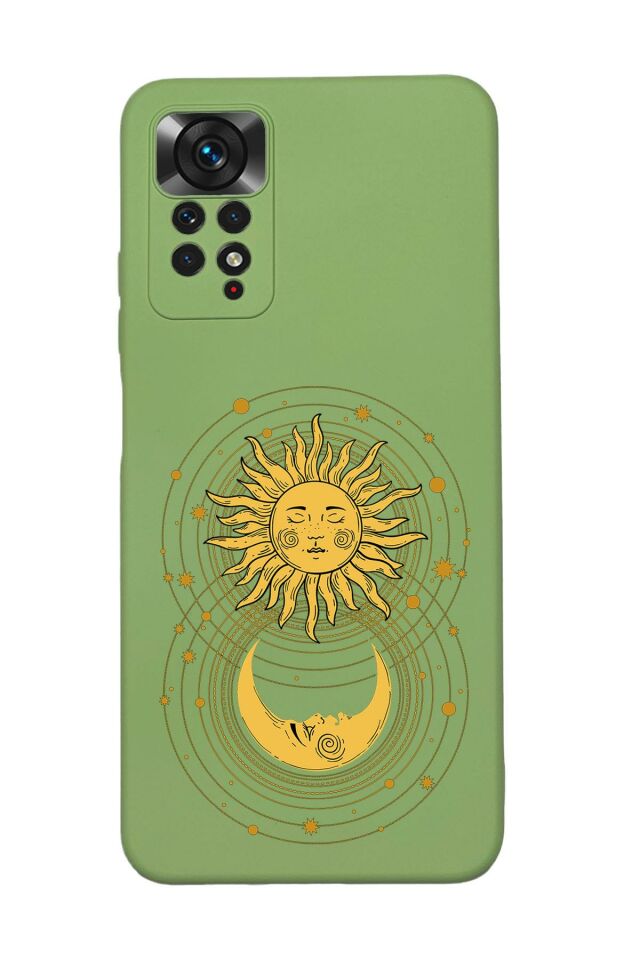 Xiaomi Redmi Note 11 Pro Uyumlu Moon and Sun Desenli Premium Silikonlu Lansman Telefon Kılıfı