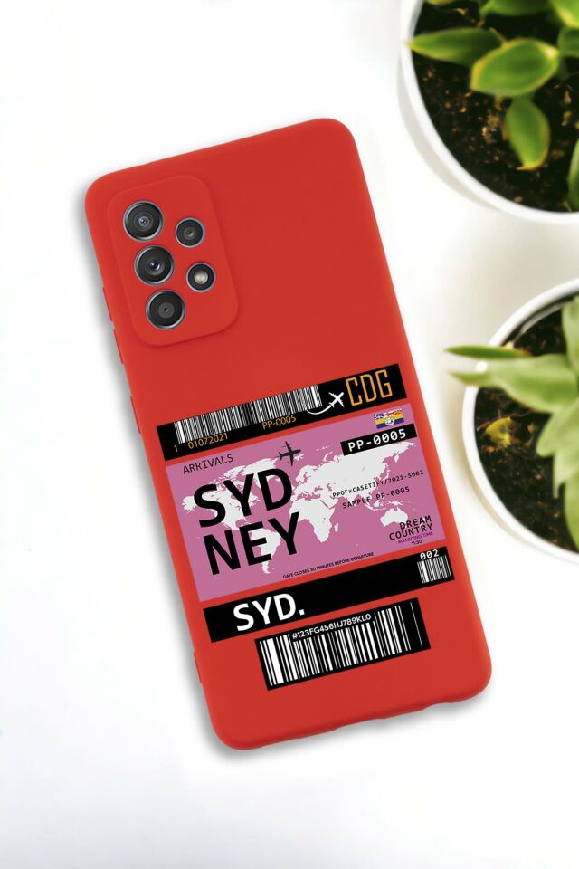 Samsung Galaxy A73 Uyumlu Sydney Ticket Desenli Premium Silikonlu Lansman Telefon Kılıfı