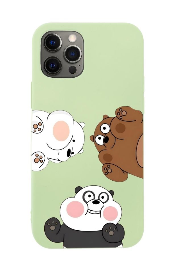 iPhone 12 Pro Max Uyumlu Cute Animals Desenli Premium Silikonlu Telefon Kılıfı