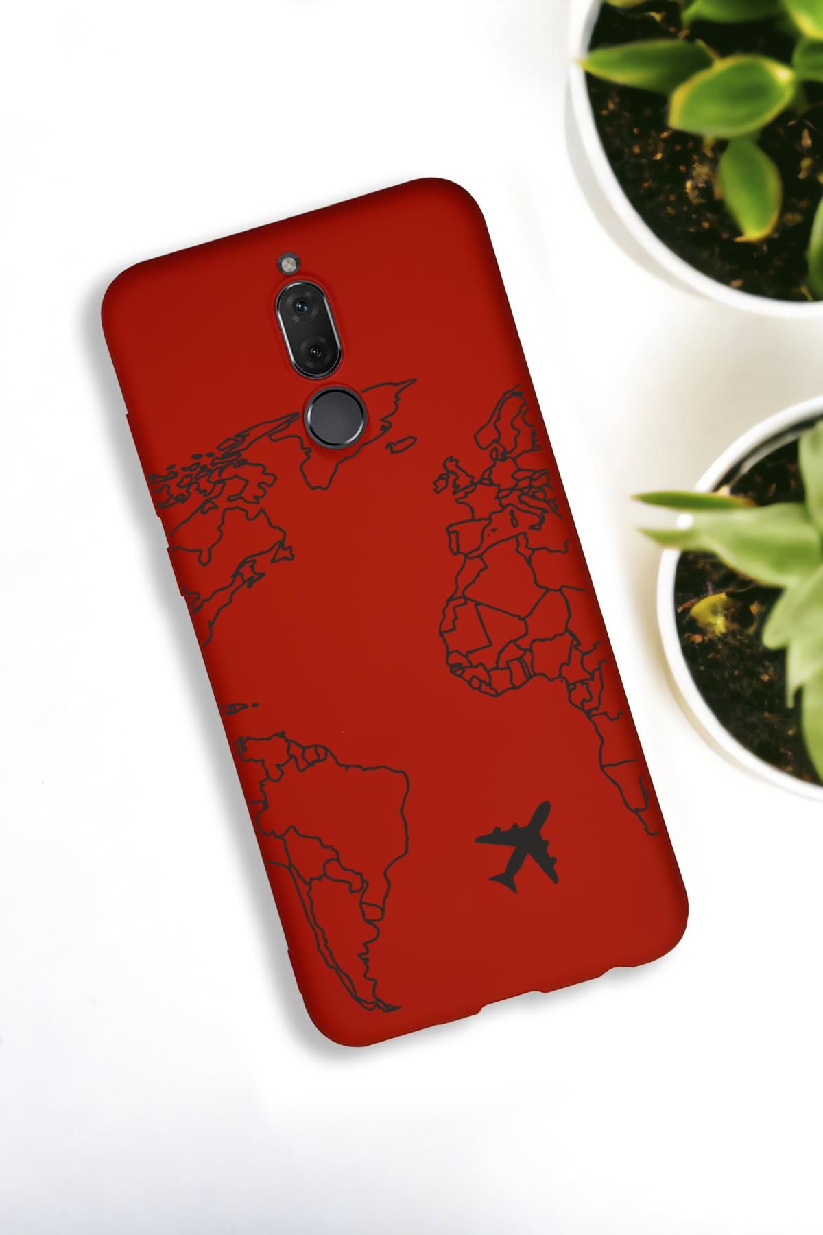 Huawei Mate 10 Lite Uyumlu World Map Lines Desenli Premium Silikonlu Lansman Telefon Kılıfı