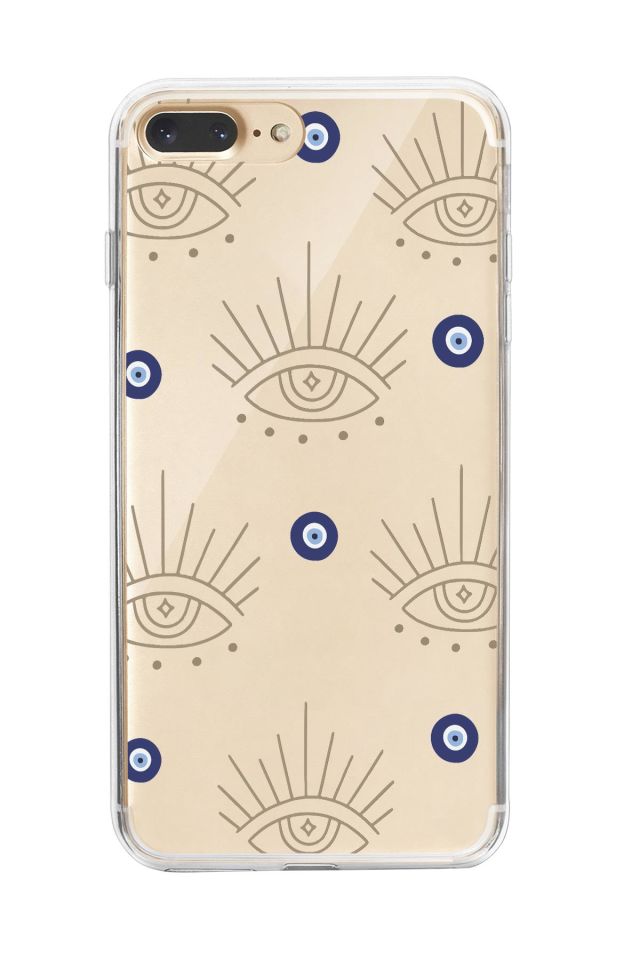 iPhone 8 Plus Uyumlu Evil Eye Desenli Premium Şeffaf Silikon Kılıf