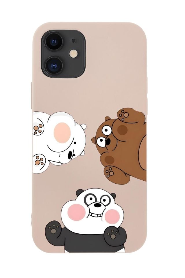 iPhone 12 Uyumlu Cute Animals Desenli Premium Silikonlu Telefon Kılıfı