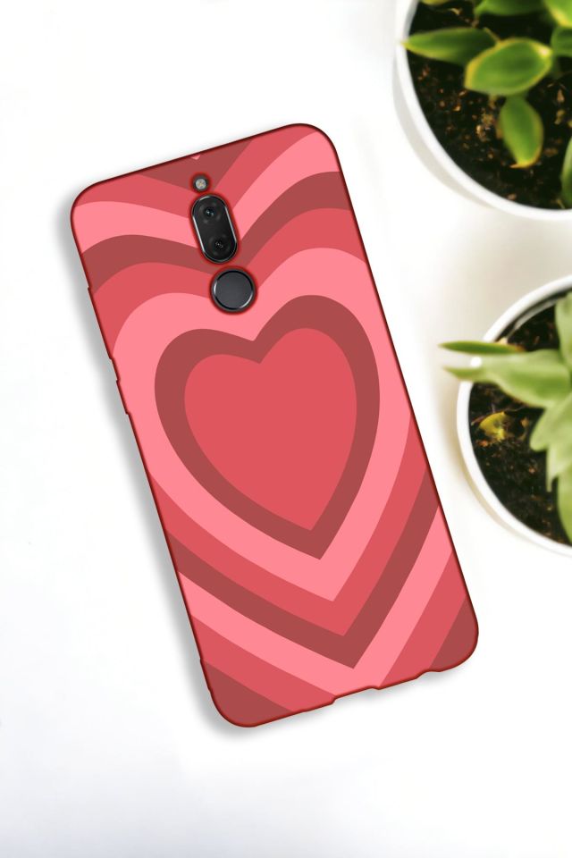 Huawei Mate 10 Lite Uyumlu Pembe Kalpler Desenli Premium Silikonlu Lansman Telefon Kılıfı