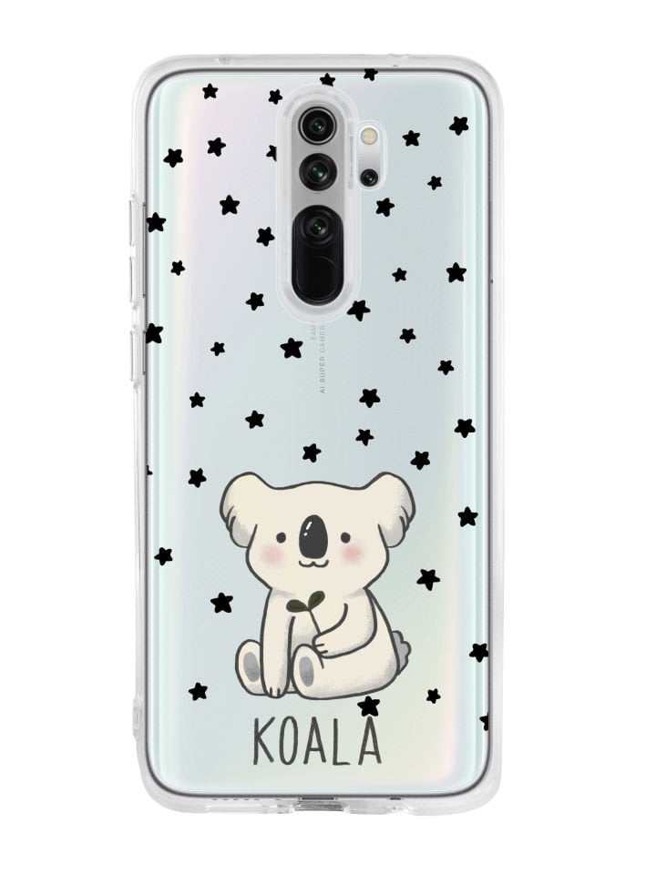 Redmi Note 8 Pro Koala Desenli Premium Şeffaf Silikon Kılıf