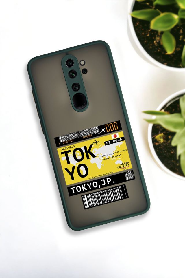 Xiaomi Redmi Note 8 Pro Uyumlu Tokyo Ticket Desenli Buzlu Şeffaf Lüx Telefon Kılıfı