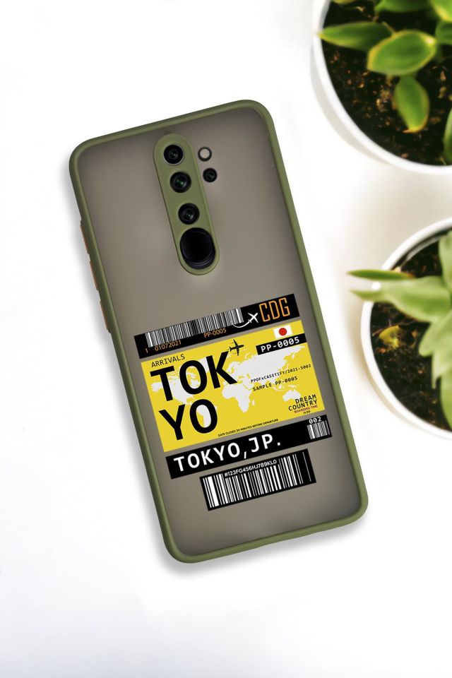 Xiaomi Redmi Note 8 Pro Uyumlu Tokyo Ticket Desenli Buzlu Şeffaf Lüx Telefon Kılıfı