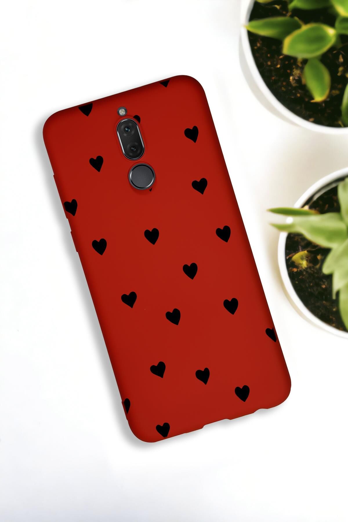 Huawei Mate 10 Lite Uyumlu Siyah Kalpler Desenli Premium Silikonlu Lansman Telefon Kılıfı