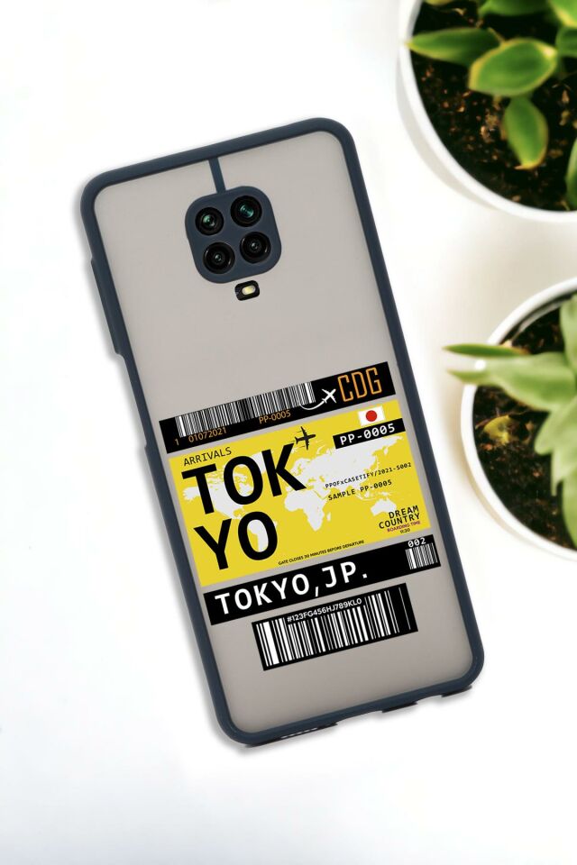 Xiaomi Redmi Note 9 Pro Uyumlu Tokyo Ticket Desenli Buzlu Şeffaf Lüx Telefon Kılıfı