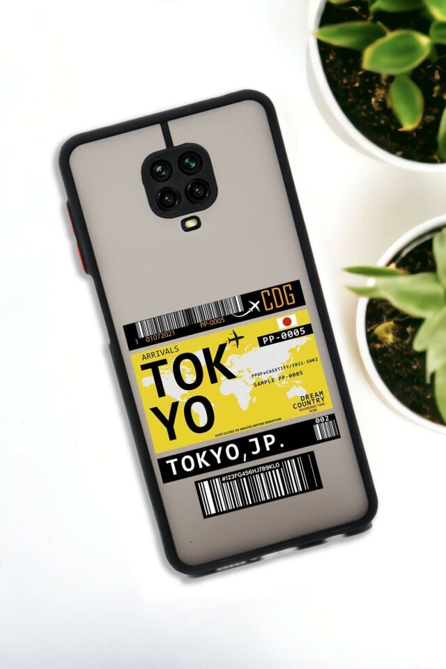 Xiaomi Redmi Note 9 Pro Uyumlu Tokyo Ticket Desenli Buzlu Şeffaf Lüx Telefon Kılıfı