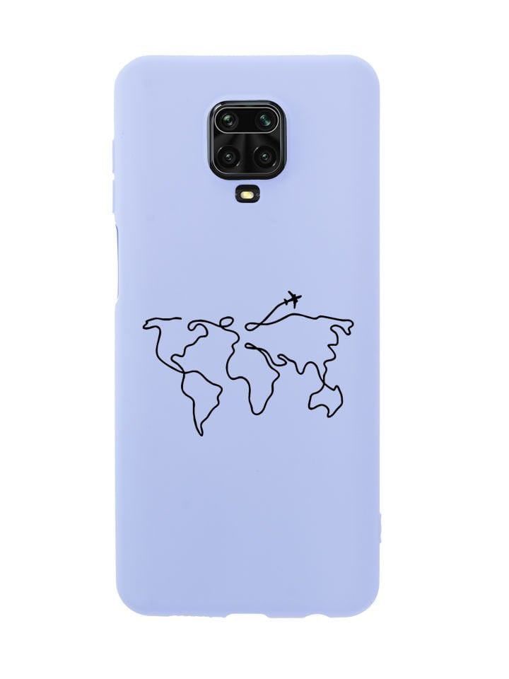Xiaomi Redmi Note 9 Pro Dünya Harita Rota Desenli Premium Silikonlu Telefon Kılıfı