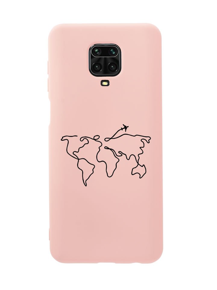 Xiaomi Redmi Note 9 Pro Dünya Harita Rota Desenli Premium Silikonlu Telefon Kılıfı