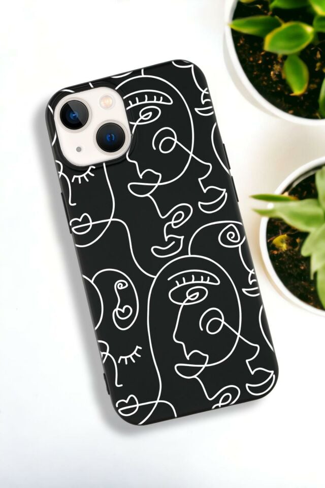 iPhone 15 Plus Uyumlu Face Art Desenli Premium Silikonlu Lansman Telefon Kılıfı