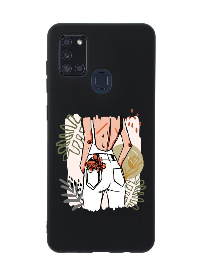 Samsung A21s Woman With Flowers Premium Silikonlu Telefon Kılıfı