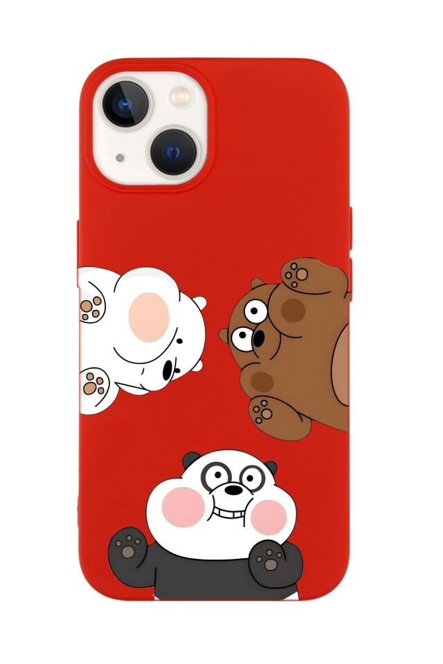 iPhone 14 Plus Uyumlu Cute Animals Desenli Premium Silikonlu Telefon Kılıfı